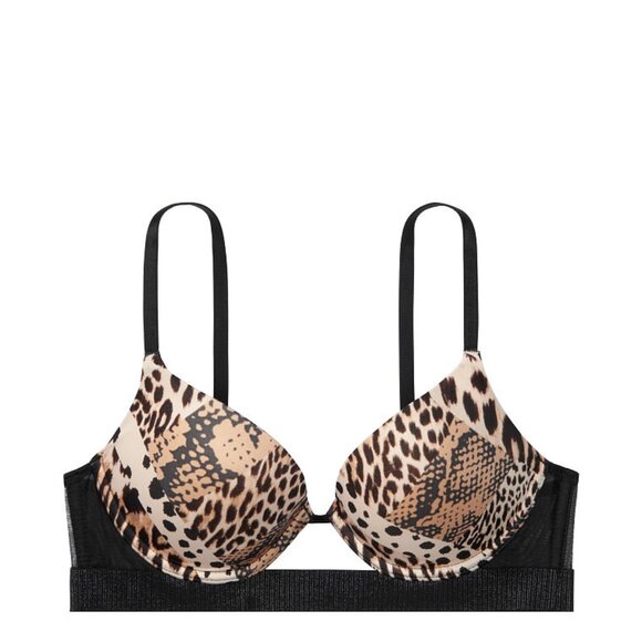 Victoria's Secret animal print leopard black band push up bra 36D - Picture 1 of 3